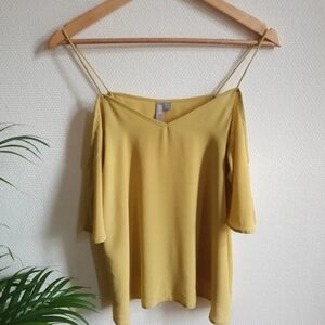 ASOS yellow top with frill - US 4